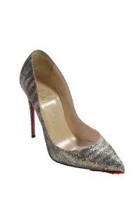 Christian Louboutin decolte donna paillettes a punta oro blu taglia 37 7 - Foto 1 di 7