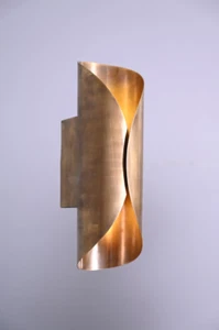 2 Sfumature Curve Fatte a Mano Da Parete Vintage Metà Secolo Moderno Ottone Grezzo Sputnik - Foto 1 di 6