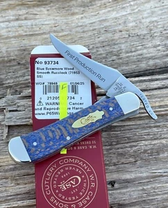 CASE XX *f FPR 2025 SMOOTH BLUE SYCAMORE WOOD RUSSLOCK KNIFE KNIVES - Picture 1 of 7