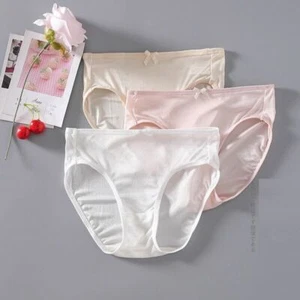 3pack Girls Knitted Silk Panties Underwear Knickers White Pink for Waist 17" 20" - Picture 1 of 15