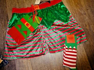 1 men's boxer shorts LARGE ~ holiday Christmas Elf & socks - Picture 1 of 7