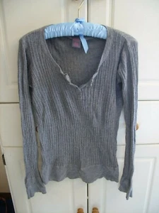 Fire Los Angeles Womens Gray Four Button Pullover Sweater Shirt Sz L Cotton - Picture 1 of 5