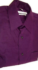 Camisa de Vestir Geoffrey Beene Mezcla de Algodón Púrpura Sólido Cuello Punta Talla 15 32/33 - Imagen 1 de 2