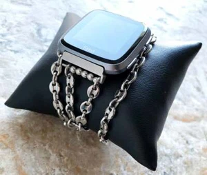 5mm Coffee Bean Chain Link Bracelet Band for Fitbit Versa Lite 2 3 4 and Sense 2 - Picture 1 of 10