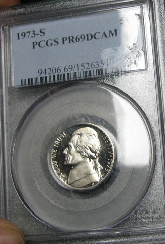 1973-S Proof Jefferson Nickel ---- PCGS PROOF 69 DCAM Slabbed Graded ---- #423A Cover