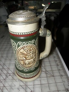 Avon 1978 Hunting Fishing Rainbow Trout English Setter Lidded Beer Stein Tankard - Picture 1 of 5