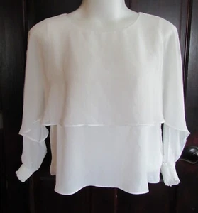 Andrew Marc Flowing Chiffon Long Sleeve Batwing Layered Blouse Size Large - Picture 1 of 5