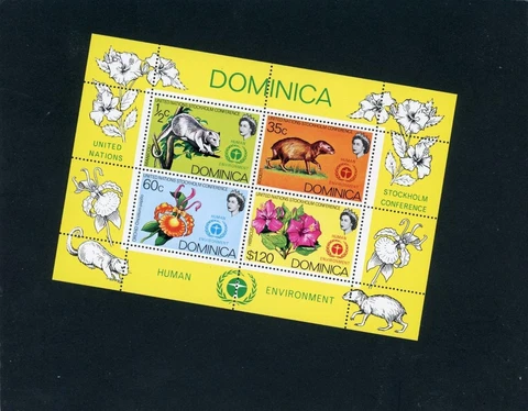 Dominica 1972 Animals Flowers Scott# 340a Mint NH Cover