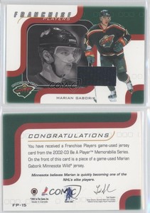 2002 ITG Be A Player Memorabilia Franchise Players Jerseys Marian Gaborik #FP-15