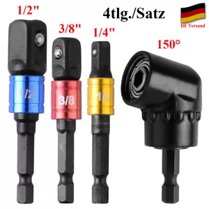 4x Winkelschrauber-Vorsatz Adapter 1/4 3/8 1/2 Winkelaufsatz Bithalter Sechskant - Bild 1 von 12