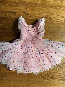 Lola and the Boys Girls Size 4 4T Rainbow Hearts Tulle Tutu Frilly Party Dress - Picture 1 of 4