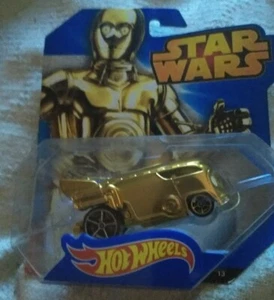 HOT WHEELS DISNEY STAR WARS C-3PO Gold VW DRAG BUS Mattel Cars 2014 Movie - Picture 1 of 5