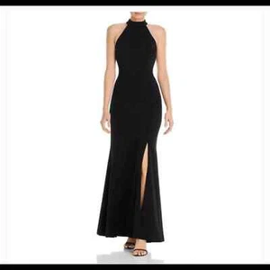 Vestido de noche Aqua para mujer negro expuesto espalda halter cuello talla 0 nuevo con etiquetas - Imagen 1 de 12
