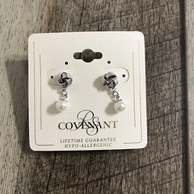 NEW RS Covenant Faux Pearl Drop Dangle Pierced Earrings Hypo-Allergenic - Image 1 of 4