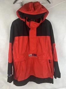 Eddie Bauer EBTEK Jacket Anorak Men’s Sz S Red-Orange & Black Vintage Hood Zip - Picture 1 of 15
