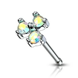 Nose Bone Ring Pinwheel Aurora 3.5mm Head 20 Gauge 1/4" Steel - Picture 1 of 3