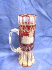 Biedermeier Bierseidel, 1850 rubiniert  geschliffen, Walhalla und Glyphothek TOP