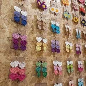 Pulin Handarbeit gehäkelte Herzen Ohrringe Handarbeit - Bild 1 von 9