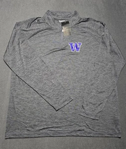 Washington Huskies Sweater Mens 2XL Gray 1/4 Zip Pullover Long Sleeve New NWT - Picture 1 of 8