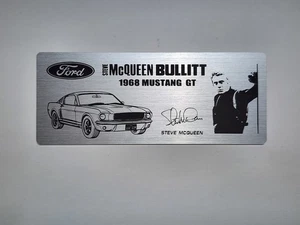 1968 Ford Mustang GT Bullitt Steve McQueen Metal Name Plate Plaque for 1/12 - Picture 1 of 3