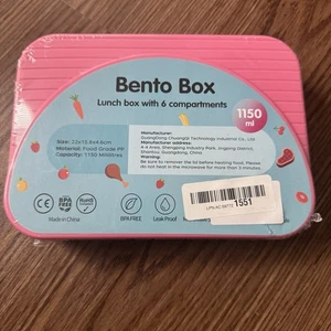 Bento Box Brotdose für Kinder, rosa, 6 Fächer, neu originalverpackt - Bild 1 von 5