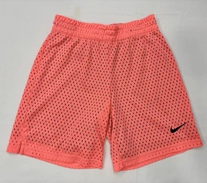 Nike Girl's Training Shorts Mesh Lava Glow Peach Size M Medium 830547-676 Swoosh - Picture 1 of 5