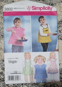 Simplicity 3802 Girls Aprons Smocks Sewing Pattern Sz 3-8 - Picture 1 of 2