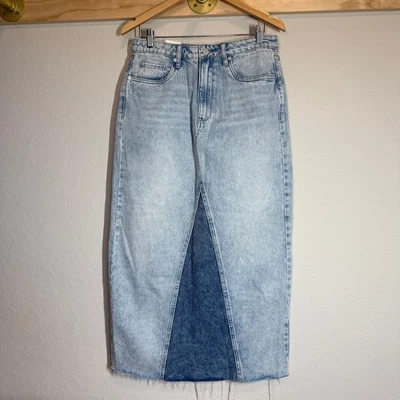 Women's Blank NYC Denim Blue Jean Patchwork Midi Skirt Size 27 NEW - Image 1 of 4