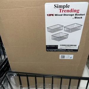 Simple Trending 12 Pack Extra Large Wire Storage Baskets, 12 Pack, Black - Picture 1 of 8