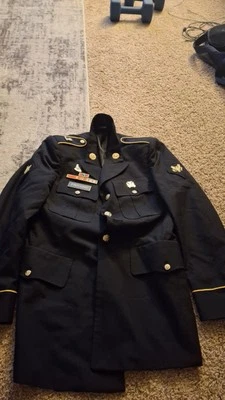 US Army men's Dress Blue Uniform Jacket Coat sz 38 LC Derossi & Son With Pins - Image 1 of 4