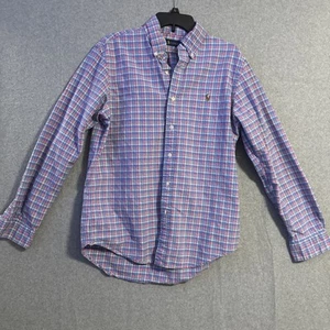 Ralph Lauren Button Down Plaid Green Blue Pink Men’s Medium Custom Fit Blue Pony - Picture 1 of 6