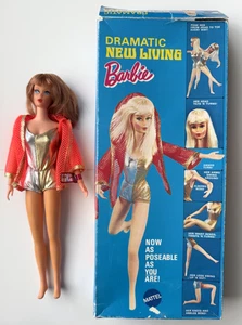 VTG 1969 Dramatic New Living Barbie Doll Light Auburn Hair w/Box, Wrist Tag WOW, - Picture 1 of 16