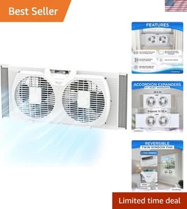 Elegant 2-Speed Window Fan with Reversible Airflow Control & Easy Portability - Picture 1 of 10