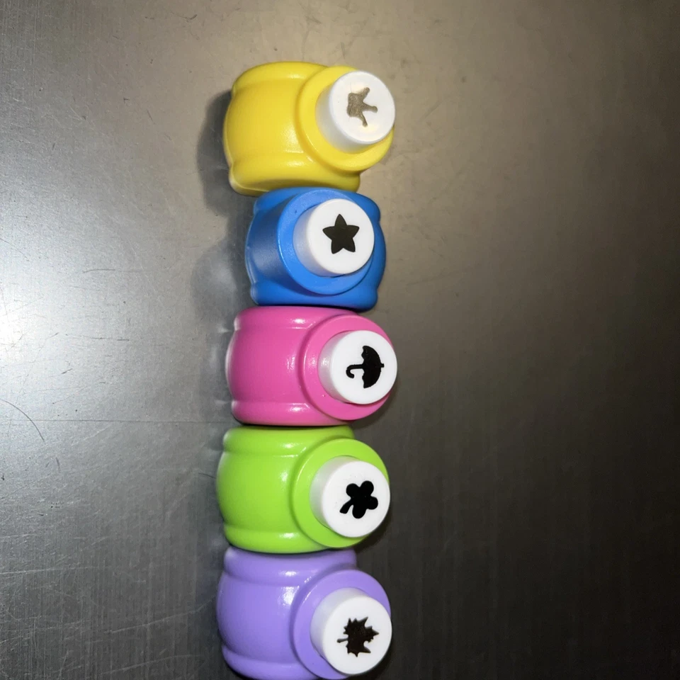 Set of 5 Mini Hole Punch 4 Leaf Clover, Crown, Star, Leaf & Umbrella - Image 1 of 4