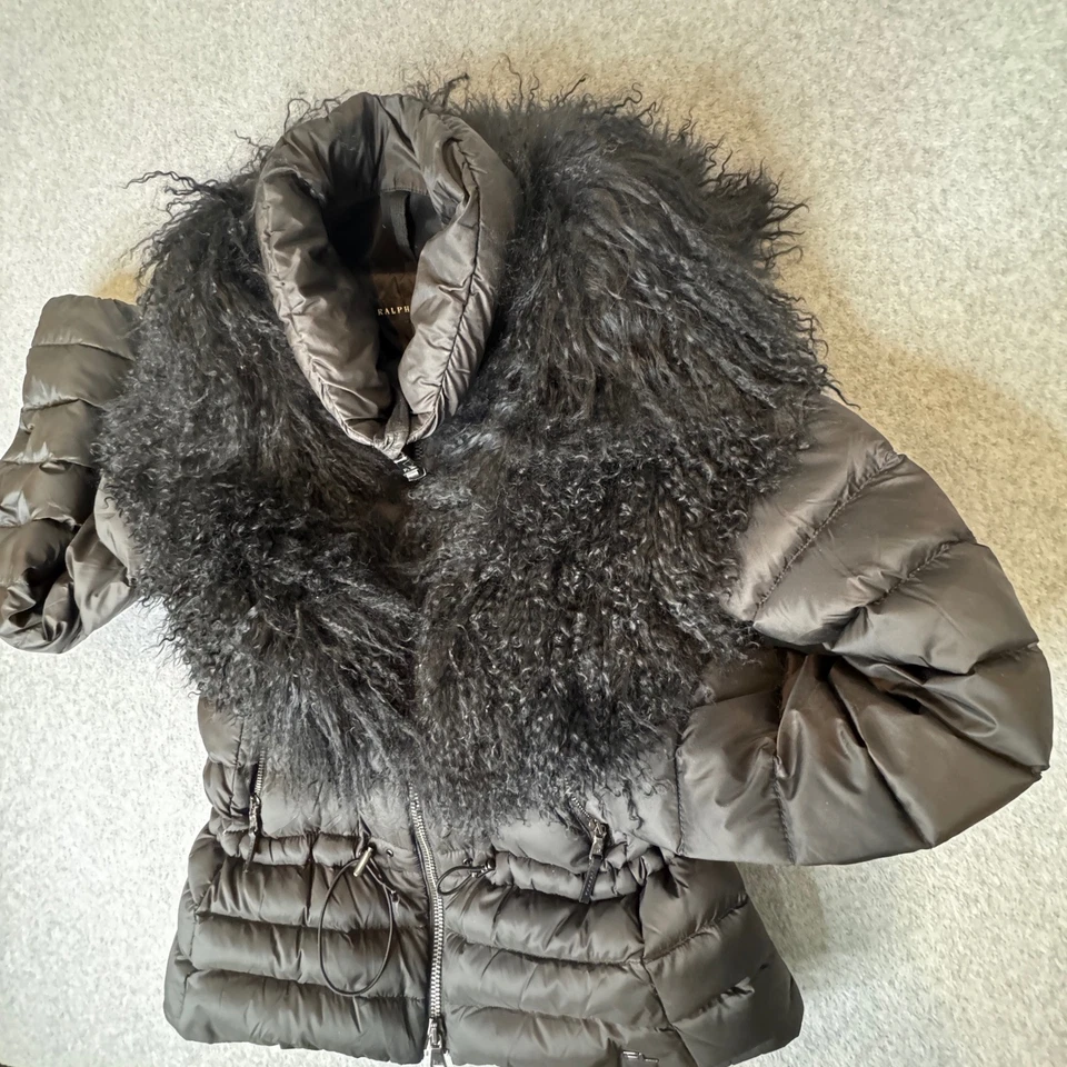 Ralph Lauren черный ярлык вниз пальто съемный монгольский ягненка меховой воротник РЕДКАЯ Med - Изображение 1 из 4