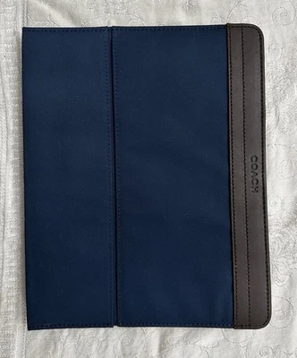 Coach Varick Nylon iPad Case Dark Blue Brown Cover Stand F61815 - Image 1 of 4