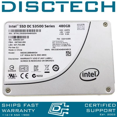 Intel SSDSC2BB480G401 480GB 2.5" 6Gbps DC S3500 SATA MLC SSD - Image 1 of 3