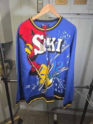 Polo Ralph Lauren 男式蓝色多下坡滑雪者圆领套衫运动衫XL — 第 1/4 张图片