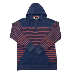 Quiksilver Hoodie Sweatshirt Henley Button Herren Große L Blau Gestreift Langarm - Bild 1 von 4