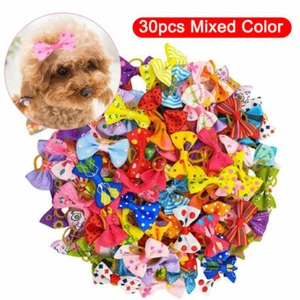 30pcs Dog Hair Bows Rubber Band Pet Cat Dog Puppy Headdress Grooming Accessories - Picture 1 of 11