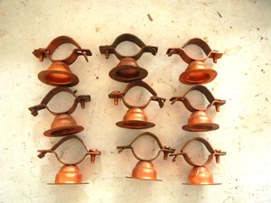 Bell Hangers Copper Pipe 1" Inch Lot Of 9 strap style new old stock - Picture 1 of 3