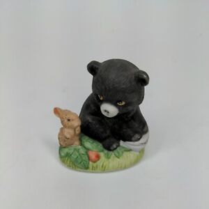 New ListingHomco Black Bear w/ Bunny Miniature #1418 Vintage