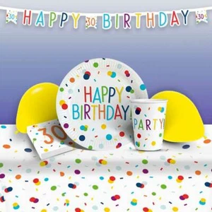 Rainbow Confetti Age Milestone Party Tableware, Decorations, Balloons 18th-80th - Picture 1 of 108
