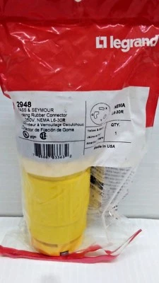 Conector de goma de bloqueo Legrand Pass Seymour 2948 30A amarillo NUEVO ENVÍO GRATUITO a Foto 1 de 4