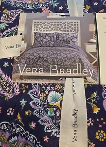 Vera Bradley KING Paisley French Floral 100% cotton Reversible purple Quilt NWT - Picture 1 of 2