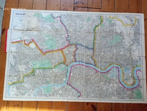 Antique Map London Kelly's Post Office Directory 1891 London 73cm X 102cm - Picture 1 of 6