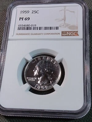 1959 25c Silver Proof Washington Quarter NGC PF 69 - Image 1 of 4