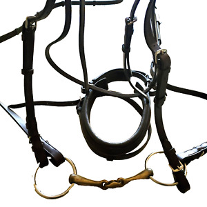 KL Select Snaffle Horse Bridle w/ Removable Flashing 6.5" Bit & Matching Reins