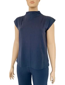 BNWT Eileen Fisher Washable Stretch Rib Funnel Neck Square Top Graphite XL $148 - Picture 1 of 6