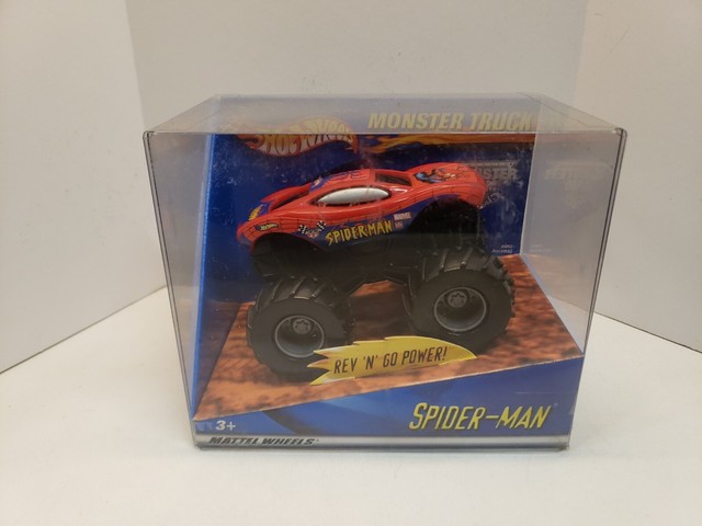 Hot Wheels Monster Trucks Spider-Man Character Vehicle - Connect and Crash  Car Included 30/50 1:64 - Red and Black Vehicle with Giant Wheels